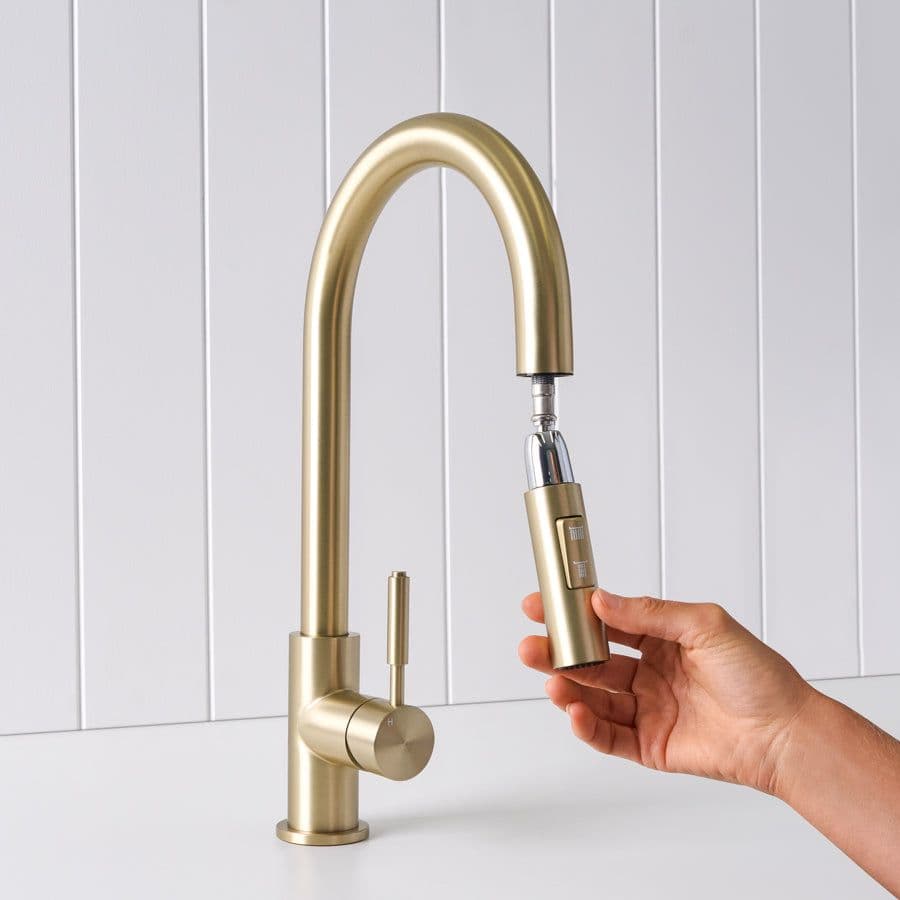 Melbourne Dual Function Pullout Kitchen Mixer Warm Brushed Nickel