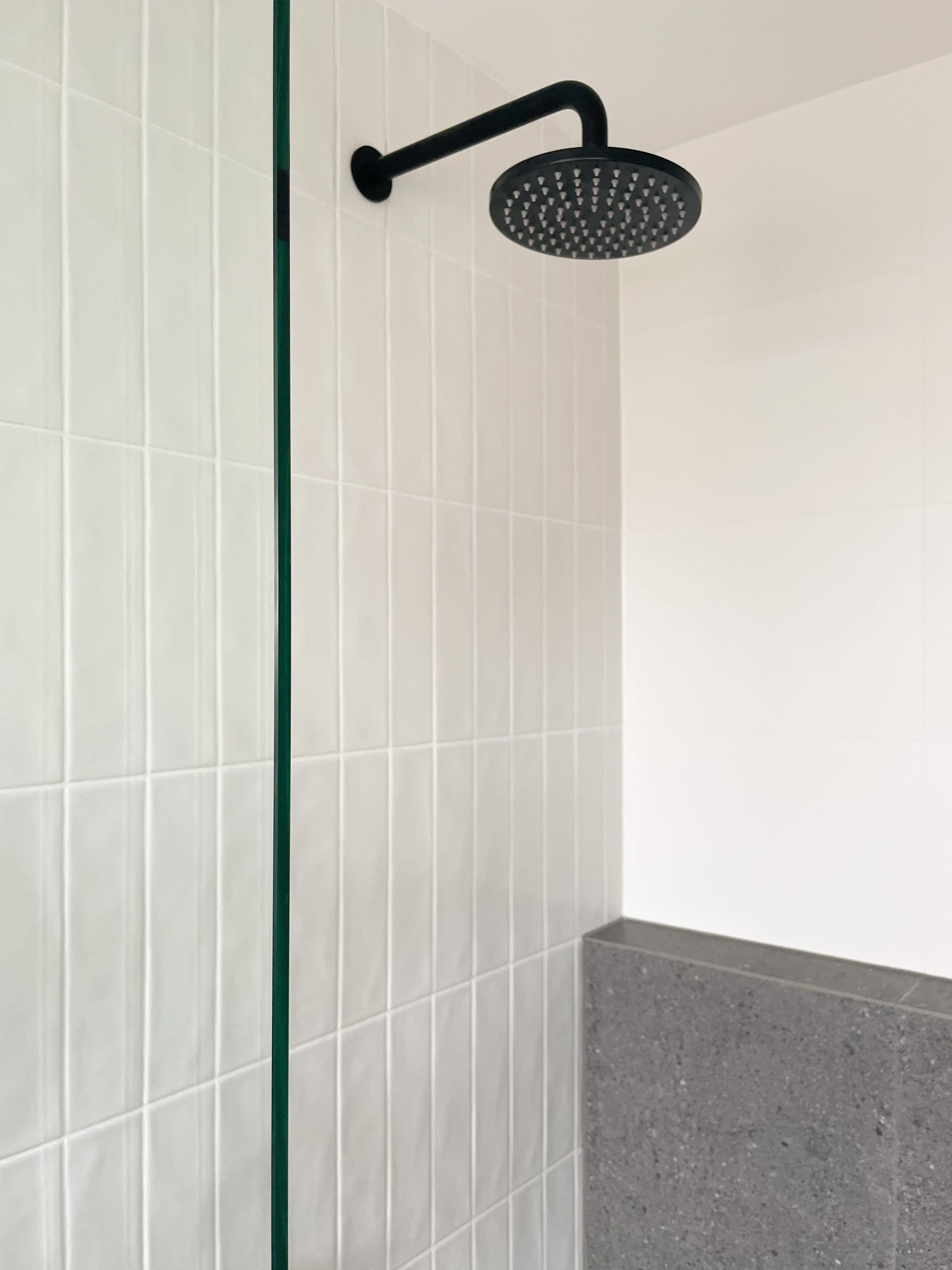 Wall Shower Arm and Head Matte Black 200mm