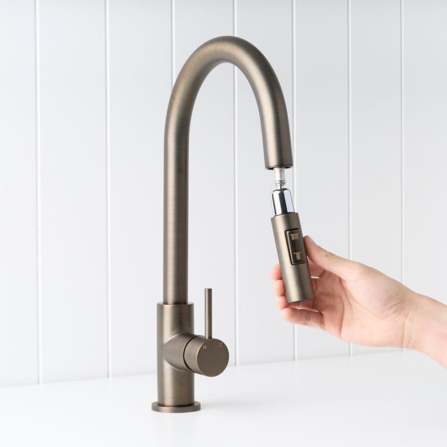 Sydney Dual Function Pullout Kitchen Mixer Antique Brass