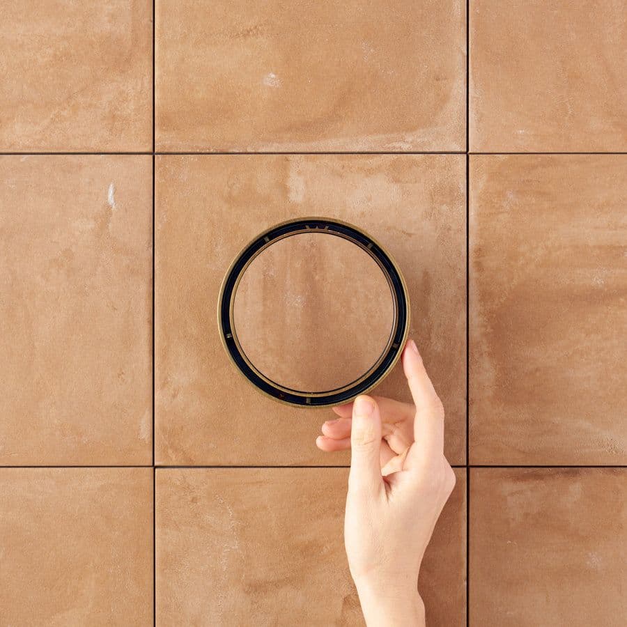 Round Tile Insert Floor Waste Antique Brass