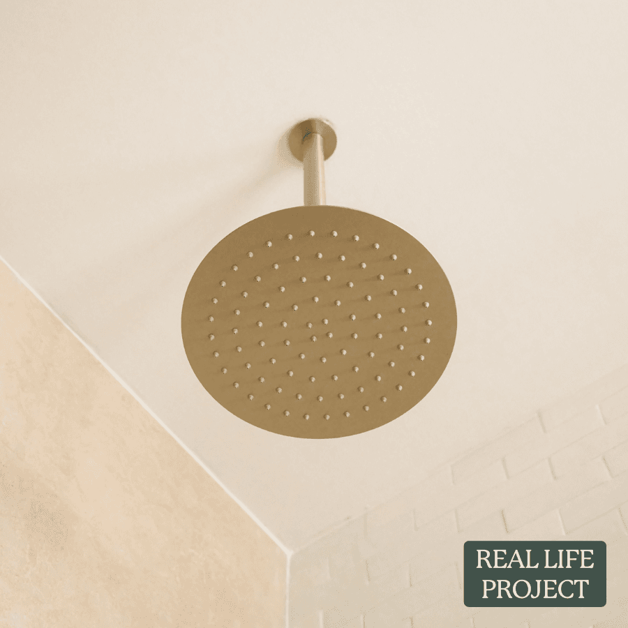 Ceiling Shower Arm and Head Warm Brushed Nickel