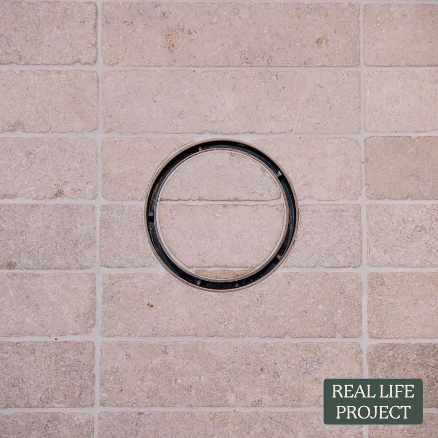 Round Tile Insert Floor Waste Antique Brass