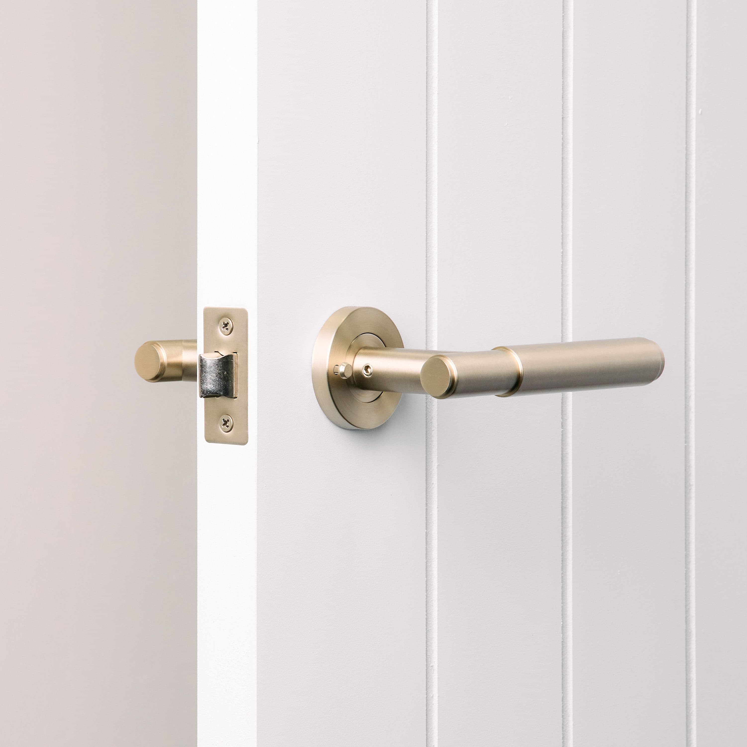 Melbourne Door Handle with Lock Warm Brushed Nickel