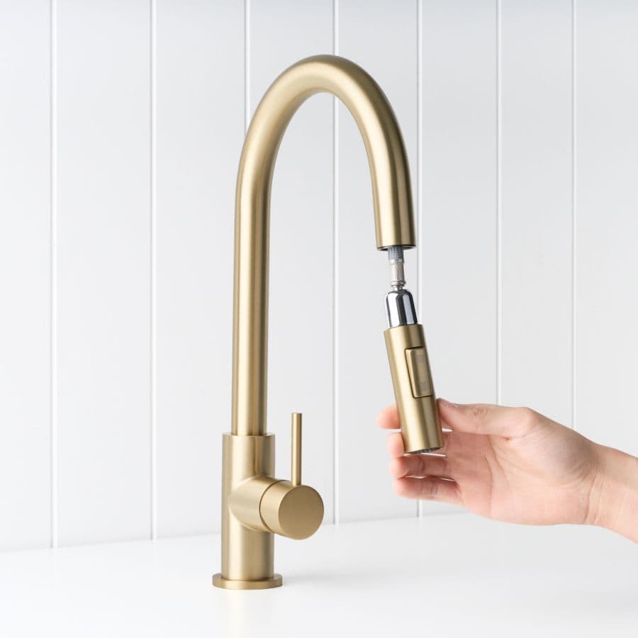 Sydney Dual Function Pullout Kitchen Mixer Brushed Brass