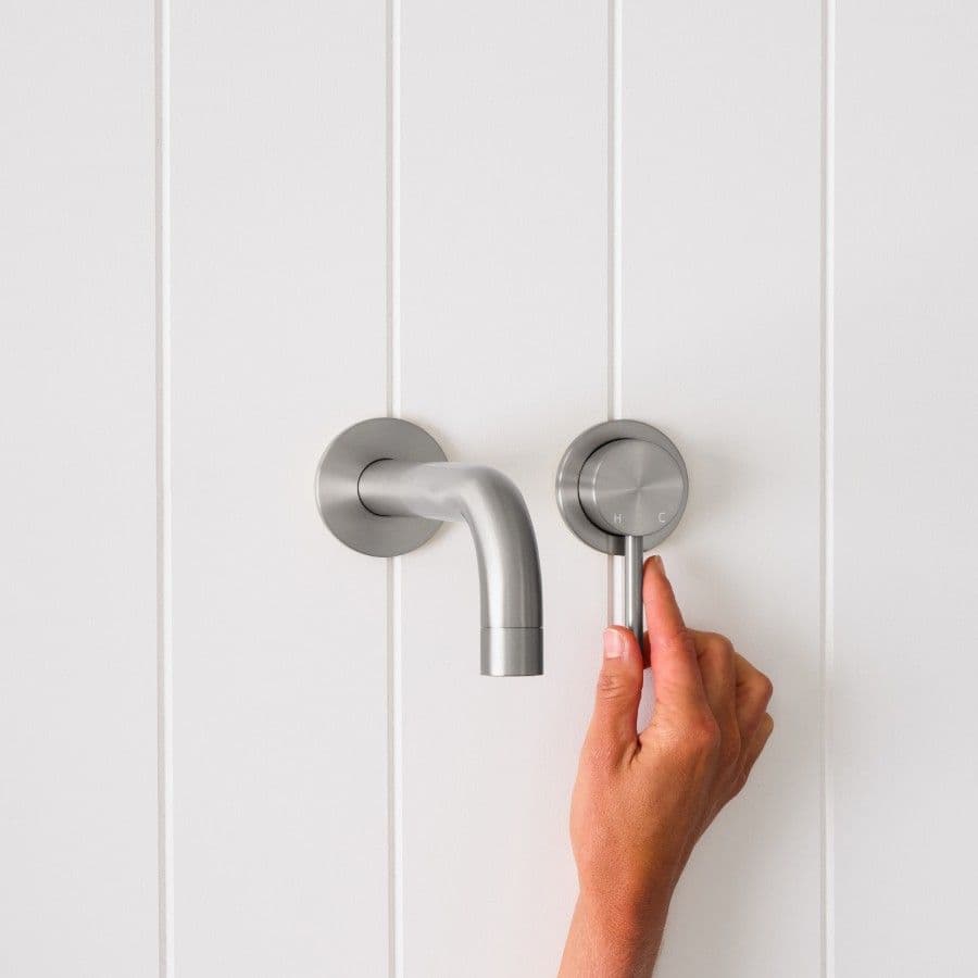 Sydney Wall Spout + Mixer Stainless Steel