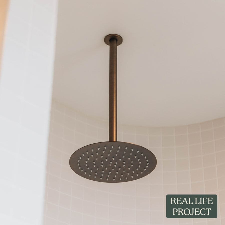 Ceiling Shower Arm and Head Antique Brass