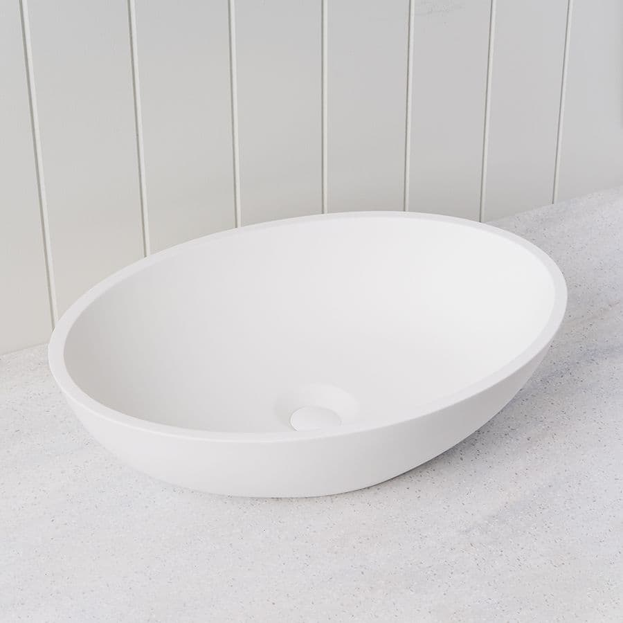 Above Counter Curved Oval Basin Matte White
