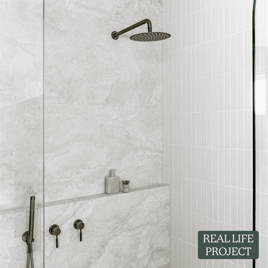 Wall Shower Arm and Head Antique Brass 250mm