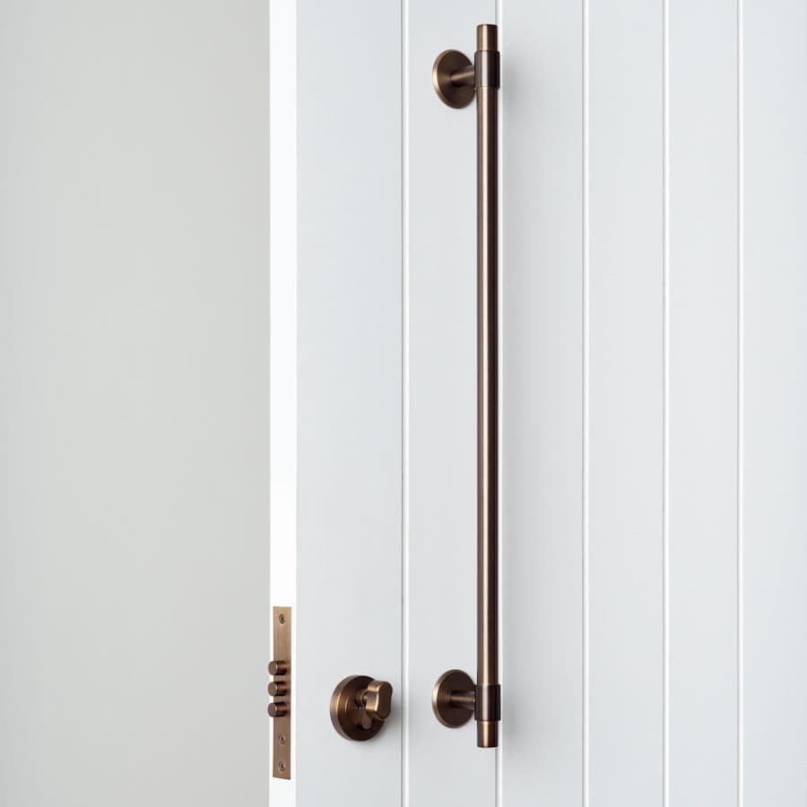 Front Door Double Side Pull Handle with Lock Set Antique Brass