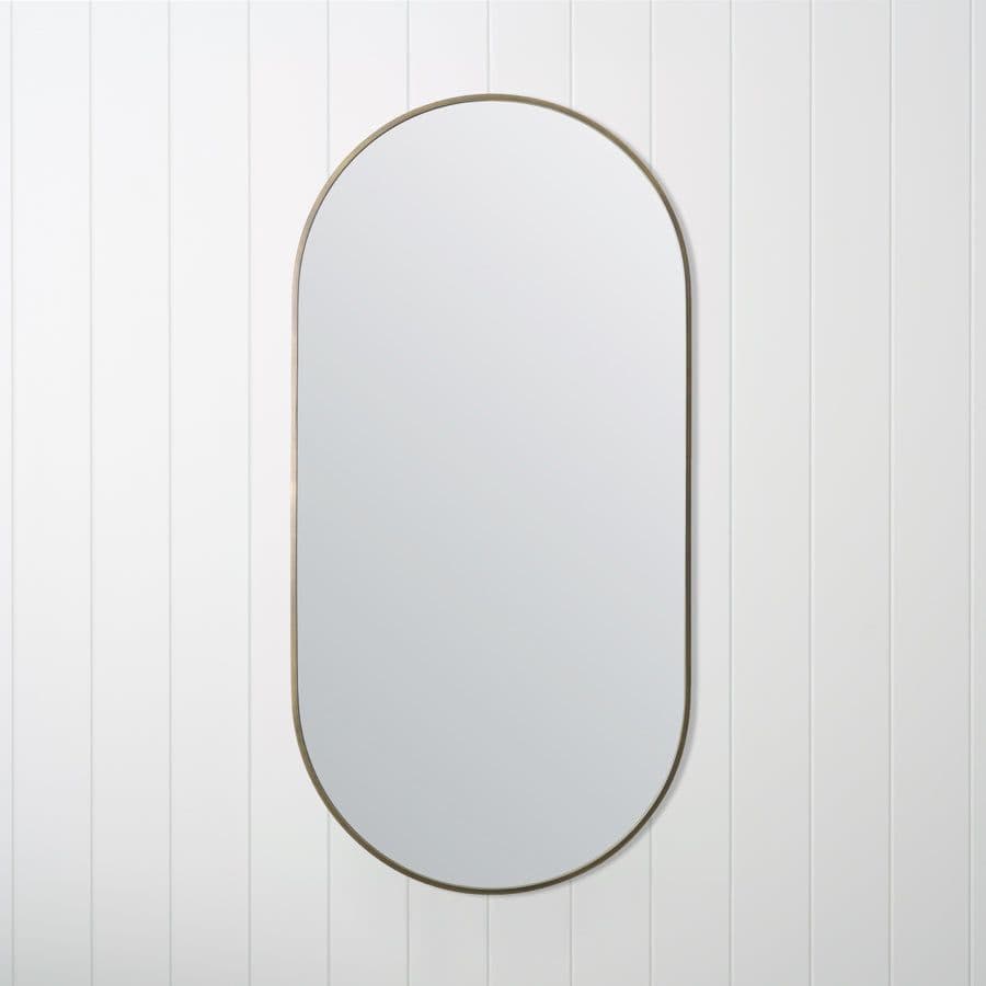 Oval Mirror Antique Brass