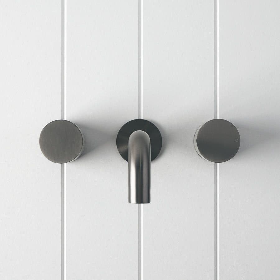Wall Spout + Round Wall Taps Gunmetal