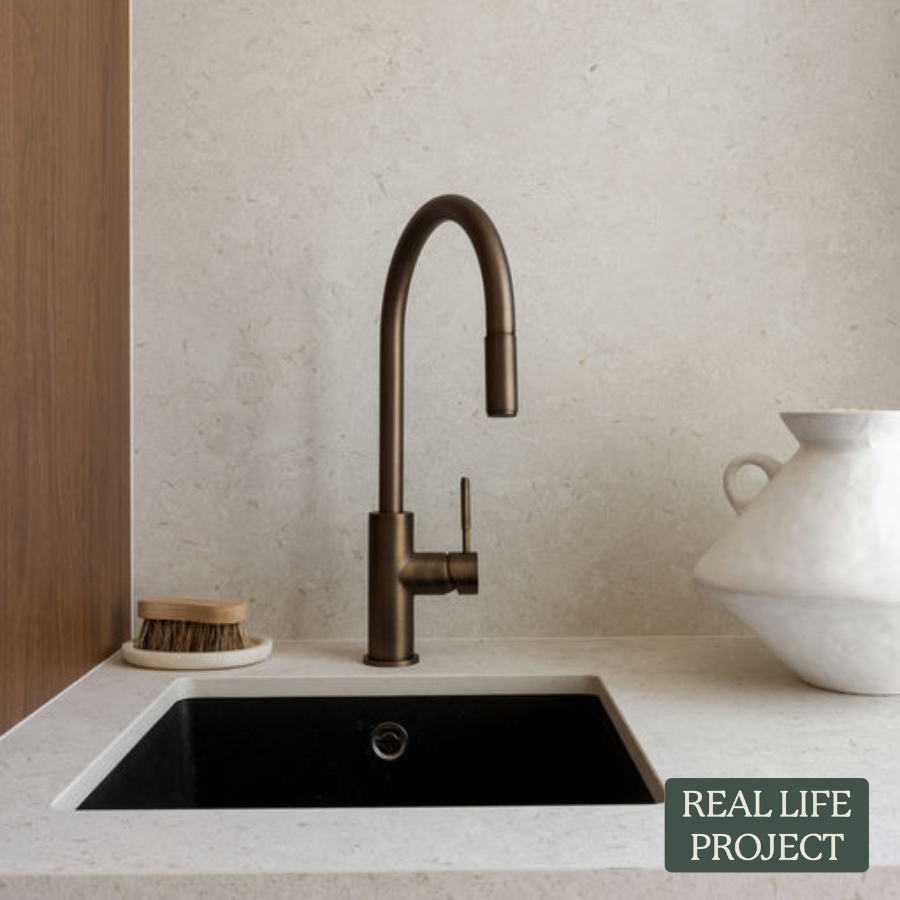 Sydney Pullout Kitchen Mixer Antique Brass