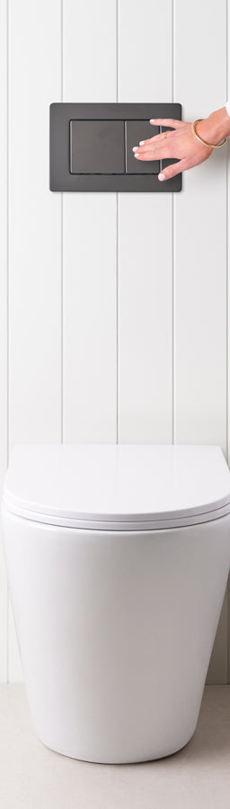 Angled In-Wall Toilet With Rectangle Matte Black Buttons