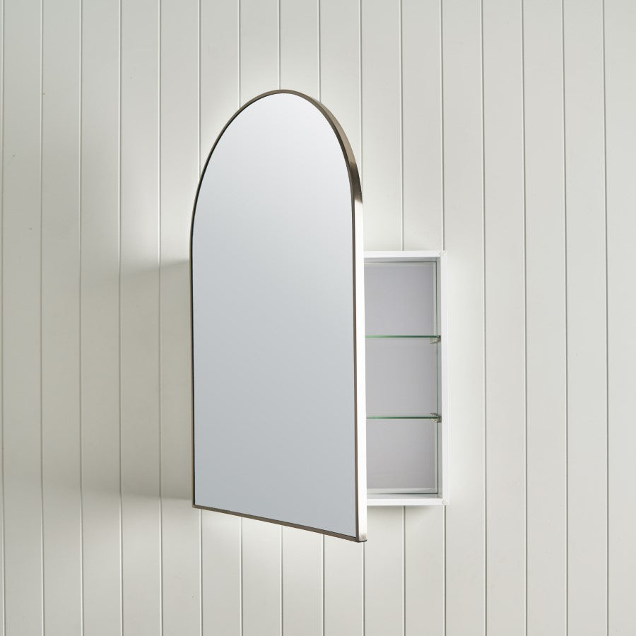 Arch Mirror Cabinet Warm Brushed Nickel