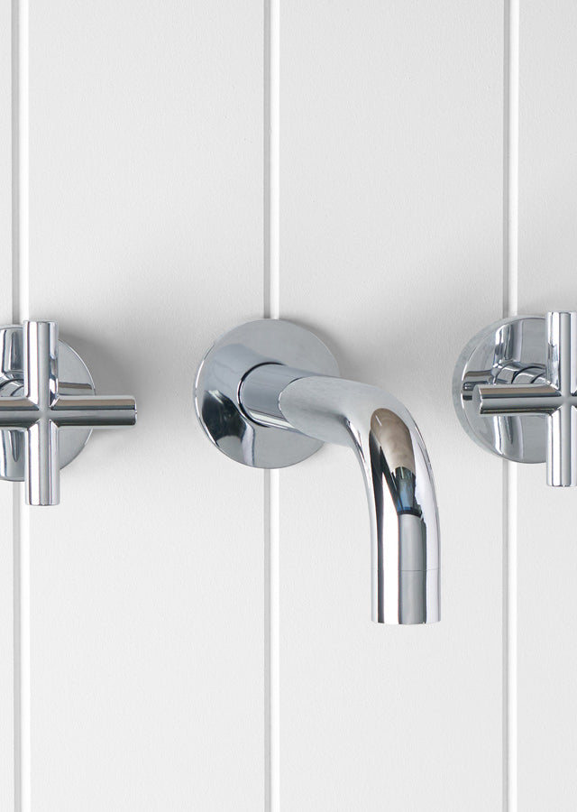 Wall spout + Cross taps Chrome