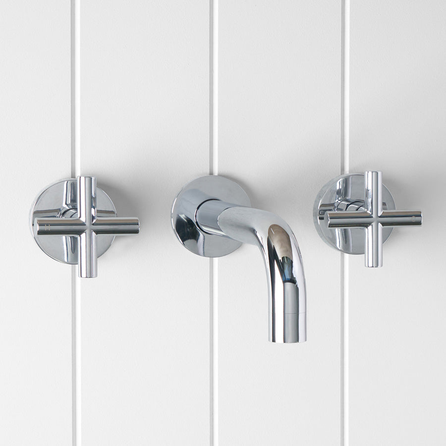 Wall spout + Cross taps Chrome