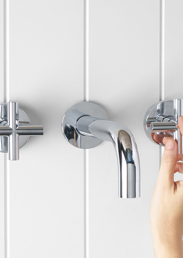 Wall spout + Cross taps Chrome