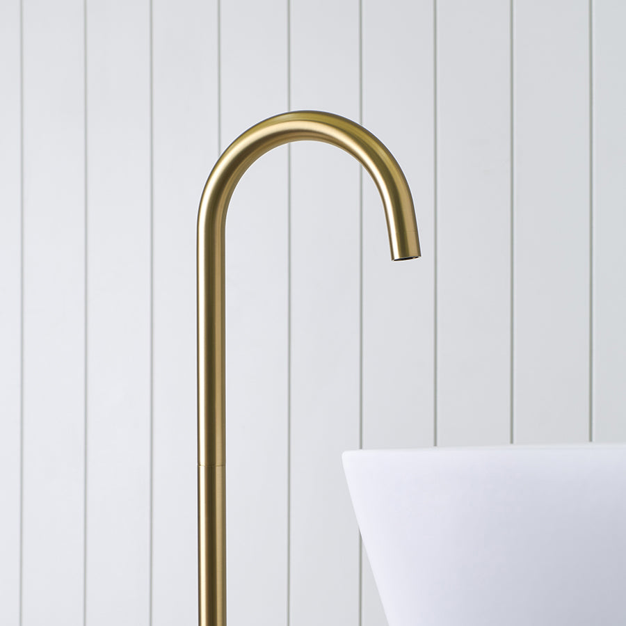 Freestanding Bath Spout Brushed Brass