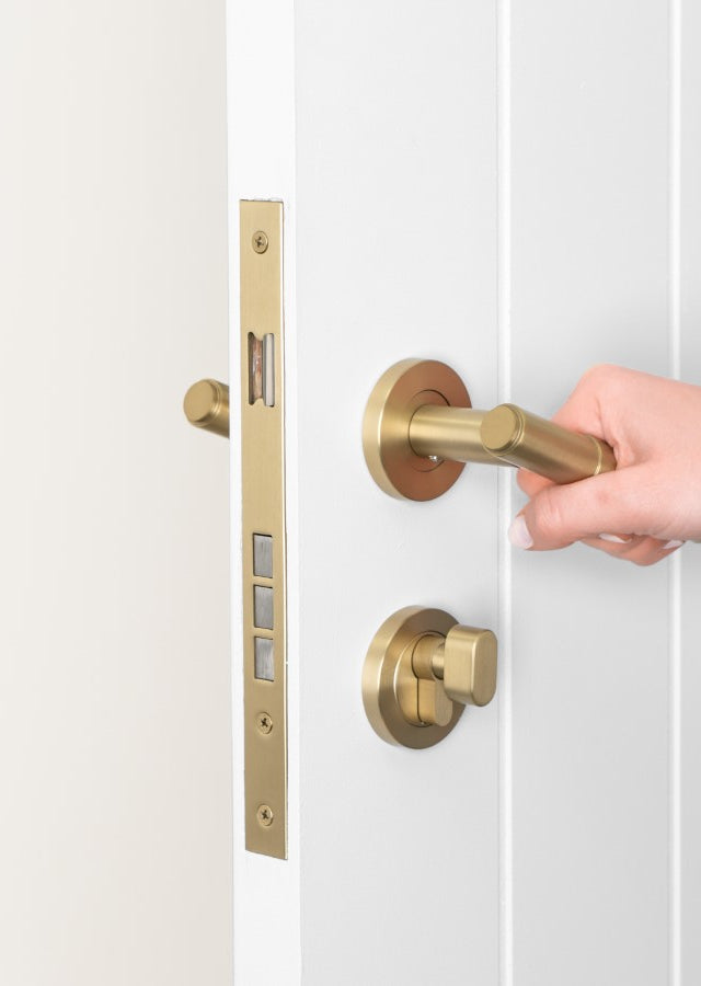 Front Door Lock Set Brushed Brass