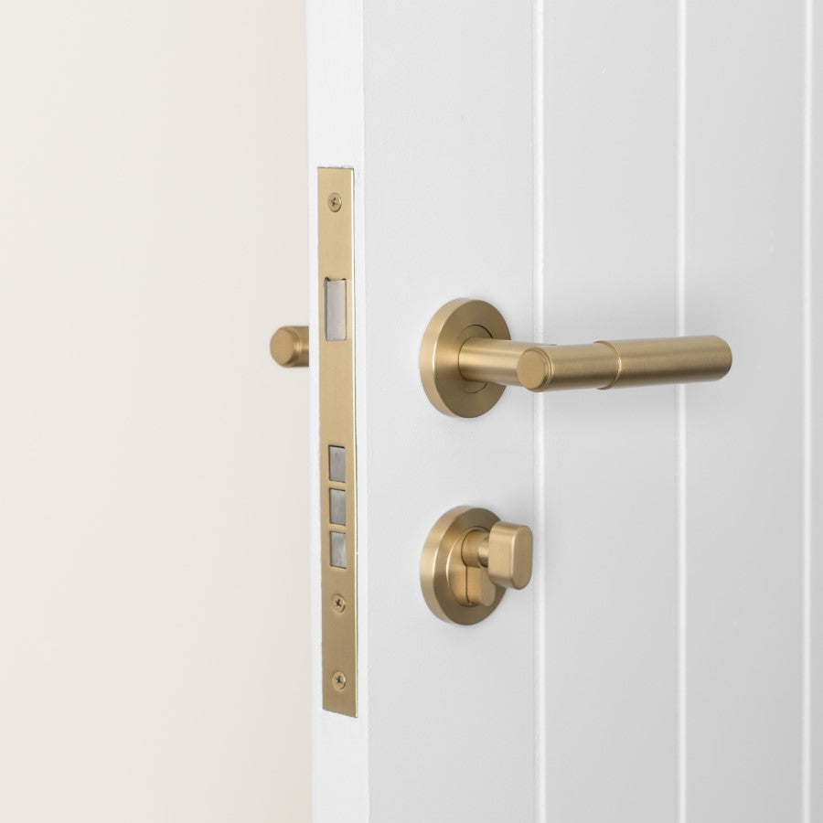 Front Door Lock Set Brushed Brass