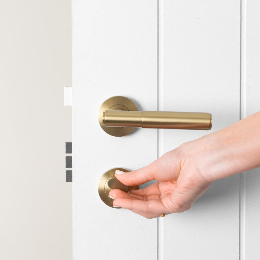 Front Door Lock Set Brushed Brass