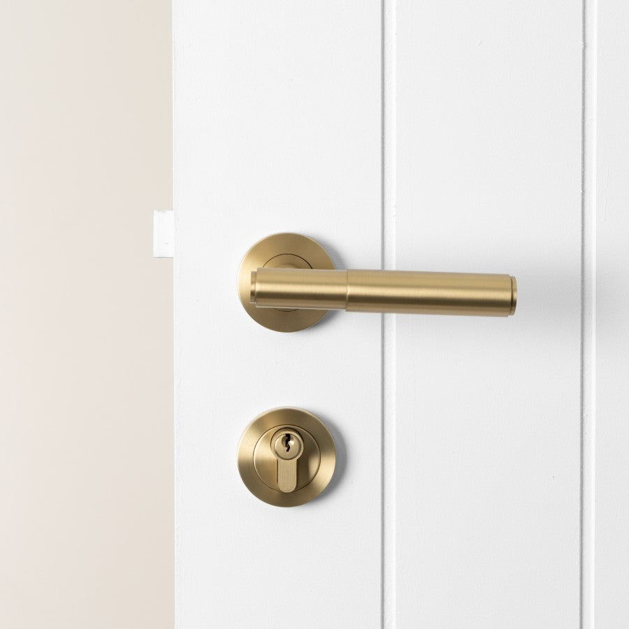 Front Door Lock Set Brushed Brass