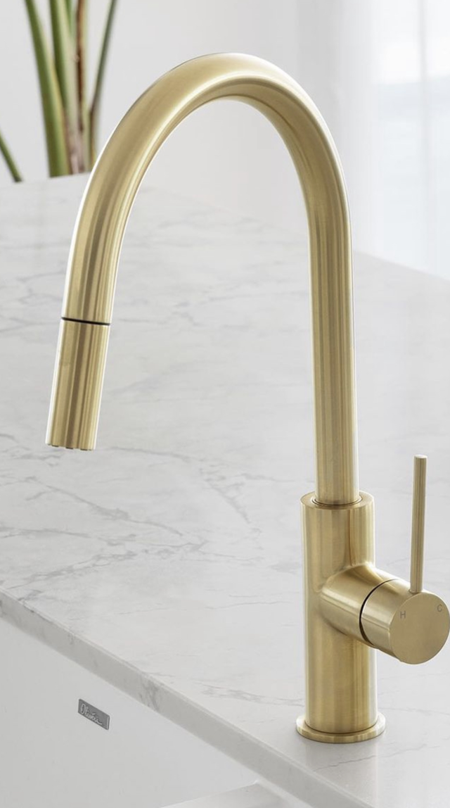 Pullout kitchen Mixer Brushed Brass