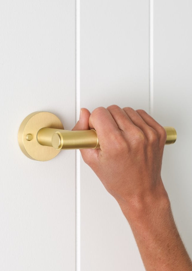 Melbourne Door Handle with Lock Brushed Brass