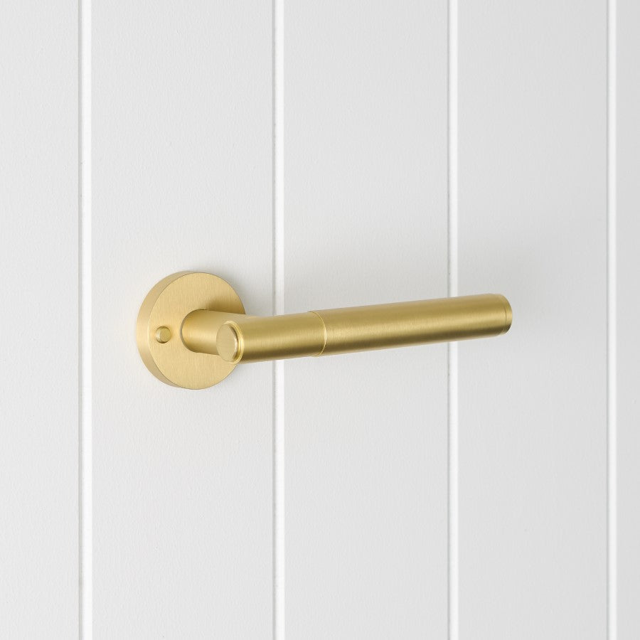 Melbourne Door Handle with Lock Brushed Brass