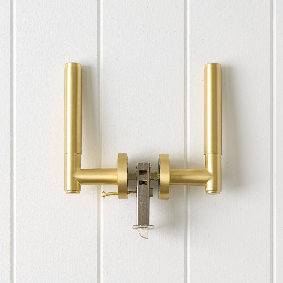 Melbourne Door Handle with Lock Brushed Brass