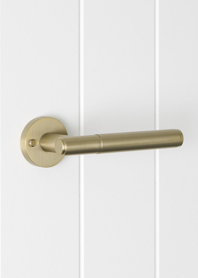 Melbourne Door Handle with Lock Warm Brushed Nickel