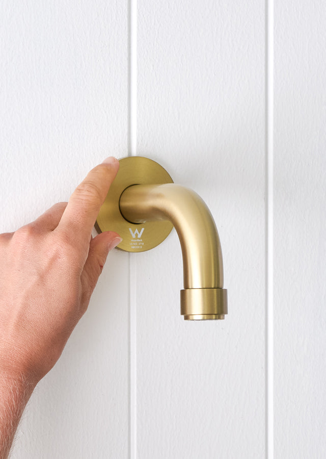 Melbourne Short Wall Spout Brushed Brass