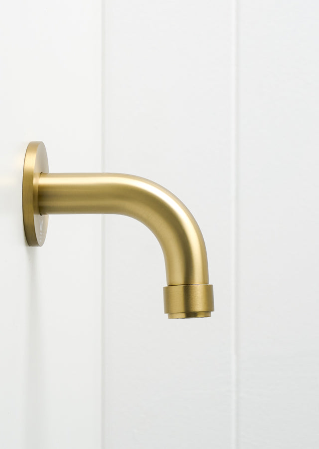 Melbourne Short Wall Spout Brushed Brass