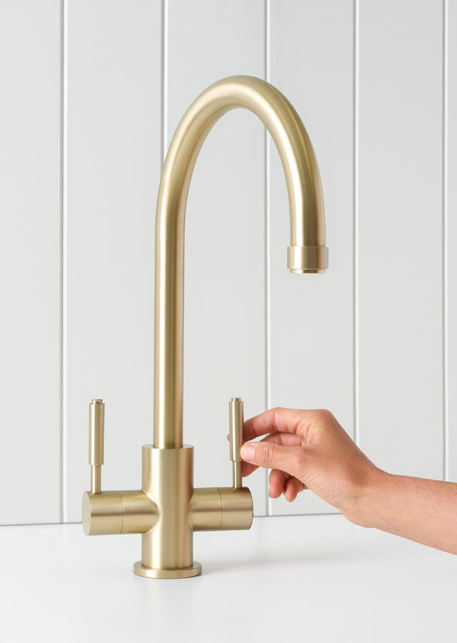 Melbourne Twin Tap Kitchen Mixer Warm Brushed Nickel