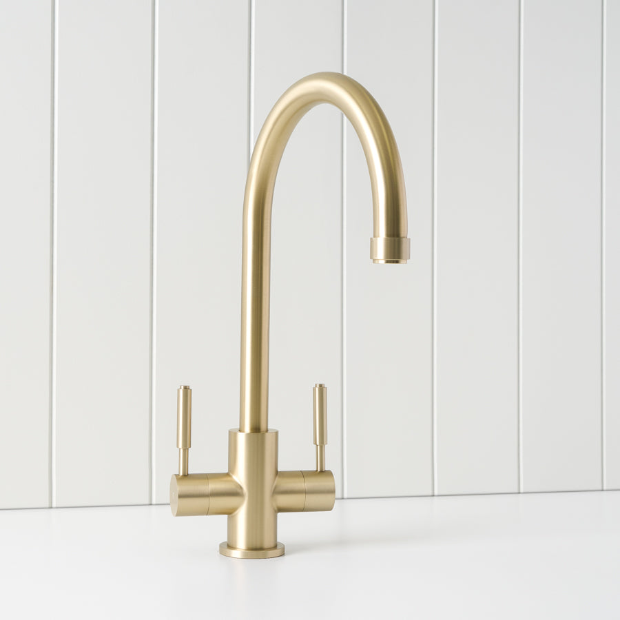 Melbourne Twin Tap Kitchen Mixer Warm Brushed Nickel