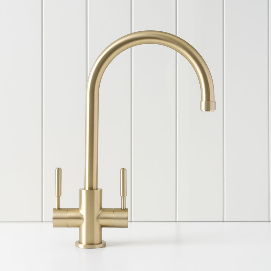 Melbourne Twin Tap Kitchen Mixer Warm Brushed Nickel