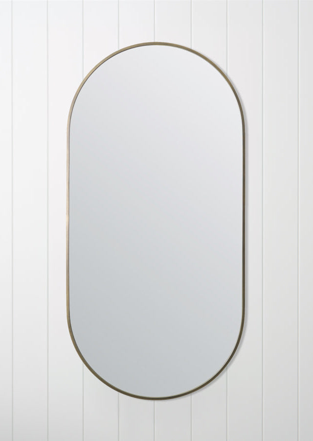 Oval Mirror Antique Brass