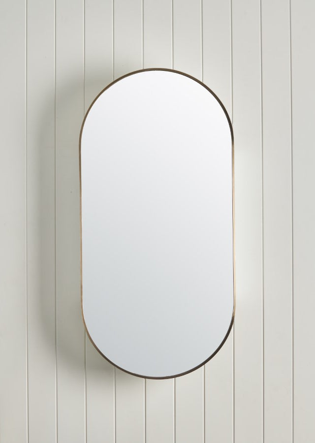 Oval Mirror Cabinet Warm Brushed Nickel