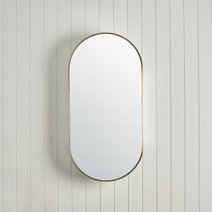 Oval Mirror Cabinet Warm Brushed Nickel