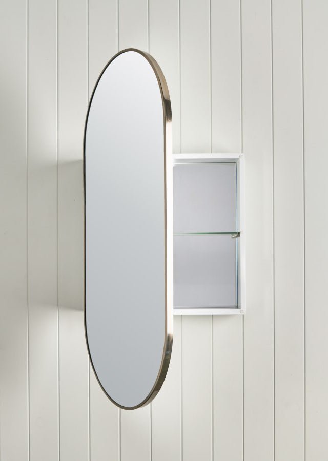 Oval Mirror Cabinet Warm Brushed Nickel