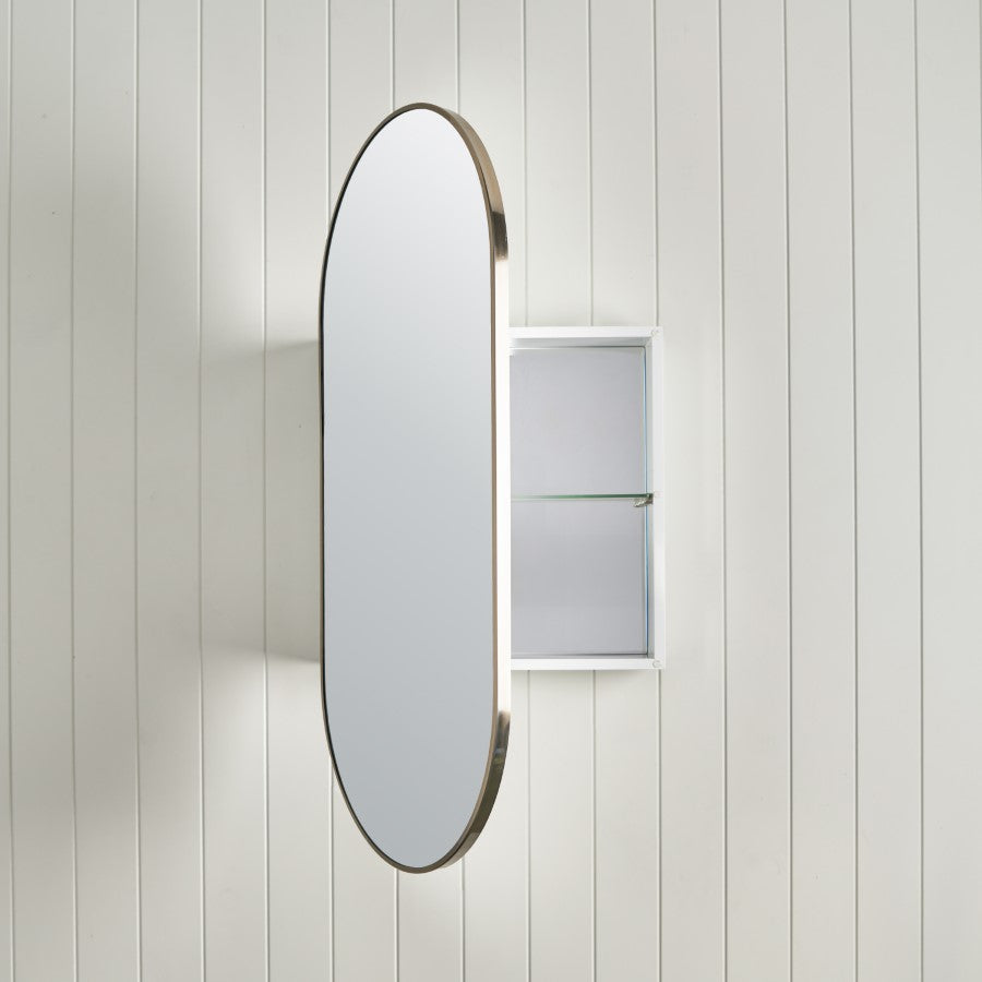 Oval Mirror Cabinet Warm Brushed Nickel