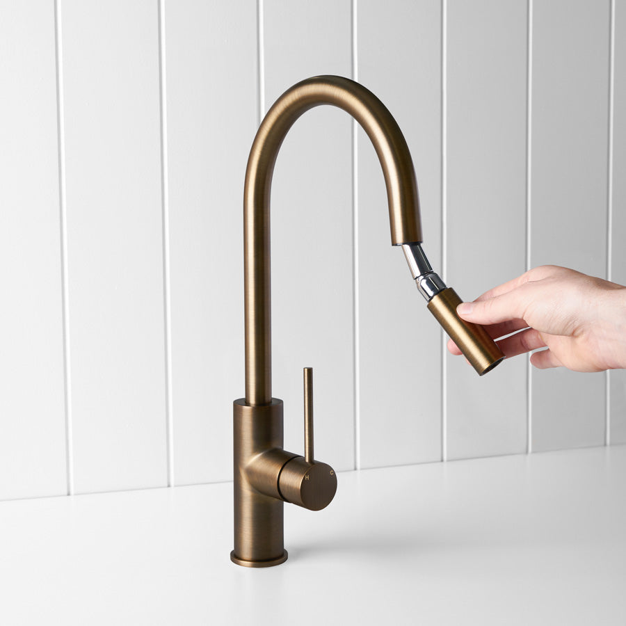 Pullout kitchen Mixer Antique Brass