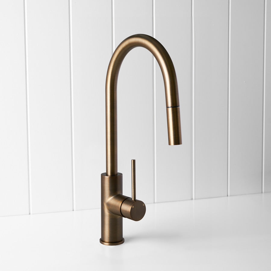 Pullout kitchen Mixer Antique Brass