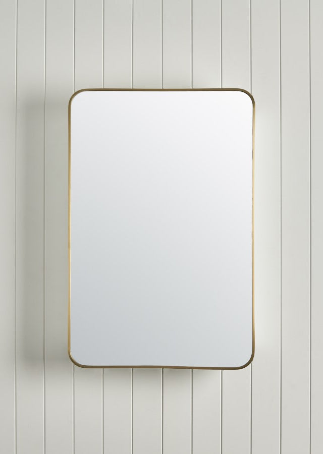 Rectangular Mirror Cabinet Brushed Brass