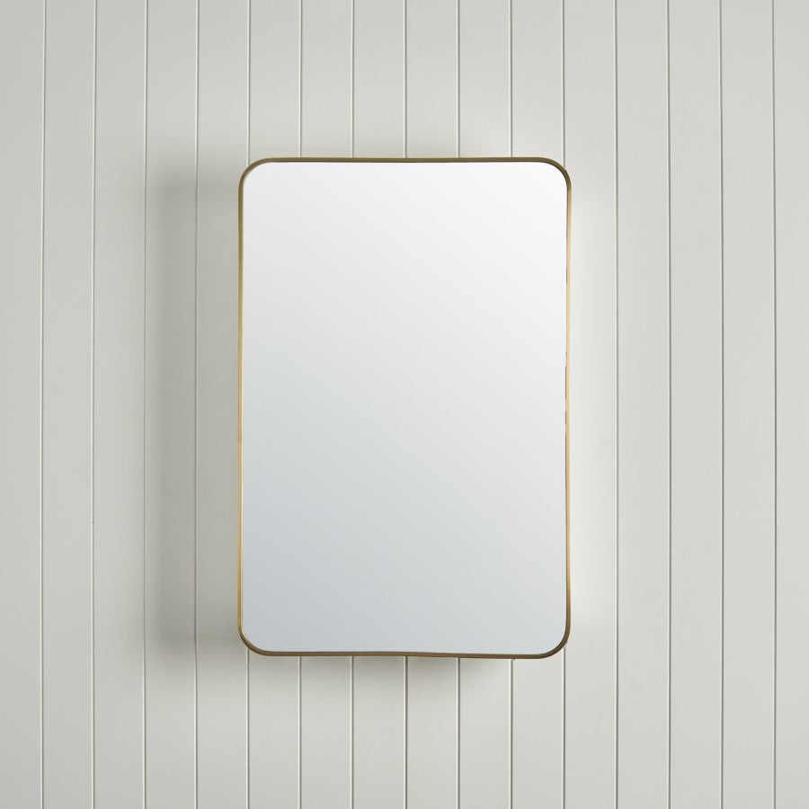 Rectangular Mirror Cabinet Brushed Brass