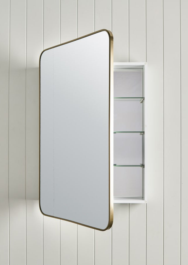 Rectangular Mirror Cabinet Brushed Brass