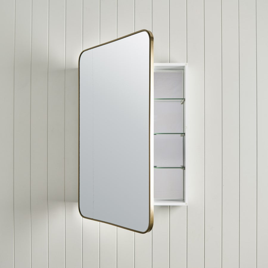 Rectangular Mirror Cabinet Brushed Brass