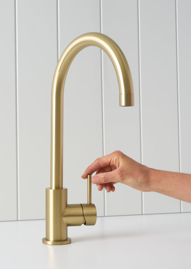 Sydney Round Kitchen Mixer Brushed Brass