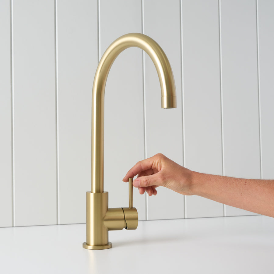 Sydney Round Kitchen Mixer Brushed Brass