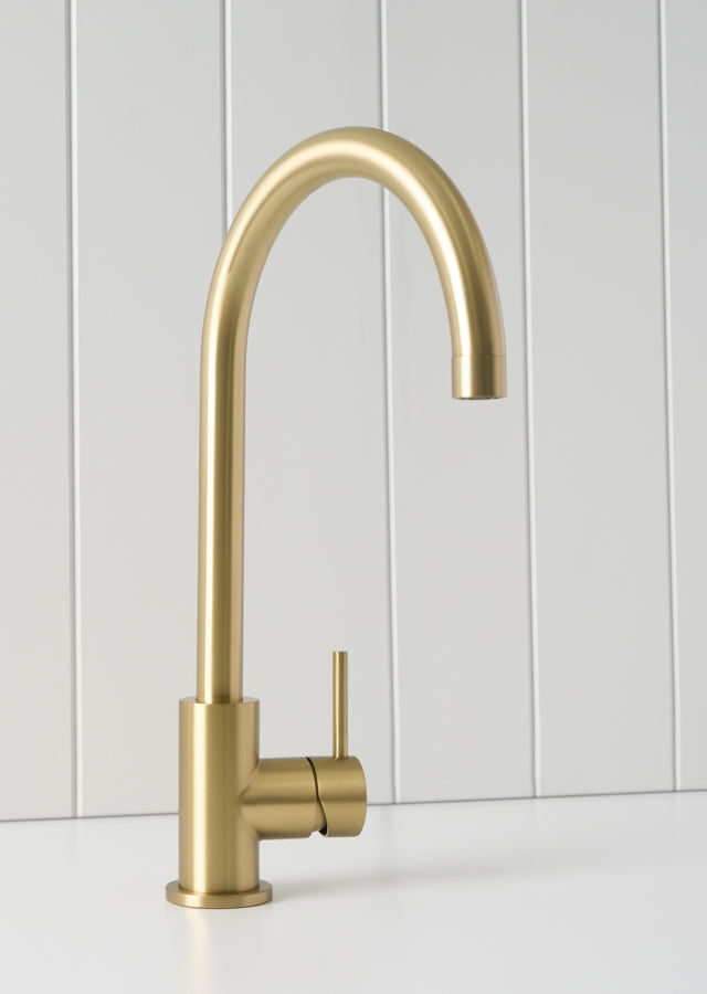 Sydney Round Kitchen Mixer Brushed Brass